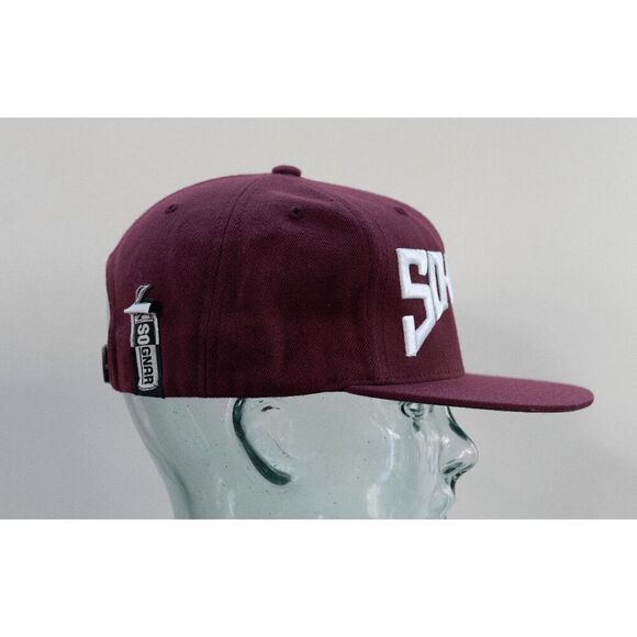 So Gnar Flat Brim Snapback Hat / Cap Maroon White - Picture 5 of 9
